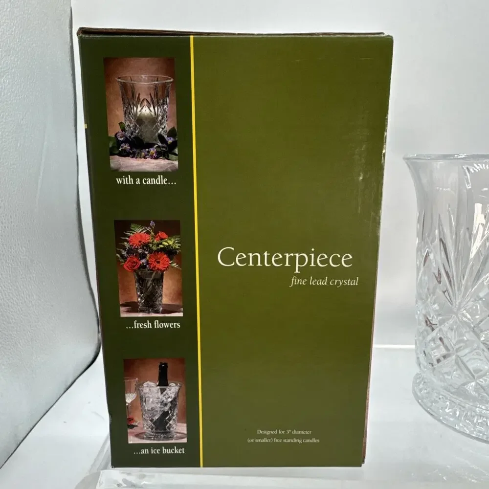 DePlomb Lead Cut Crystal Vase Pineapple Floral Diamond Design 24% VTG USA 7.5